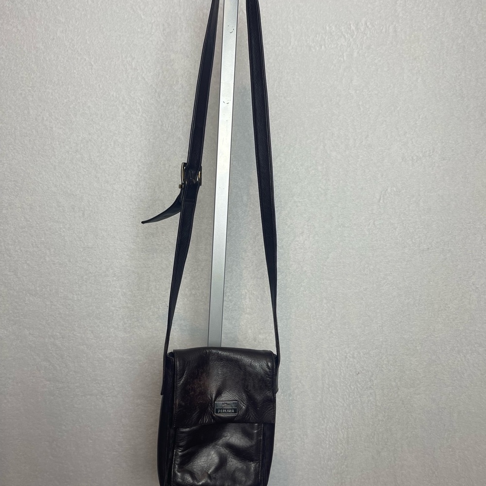 Vintage Perlina Brown Leather Crossbody Bag